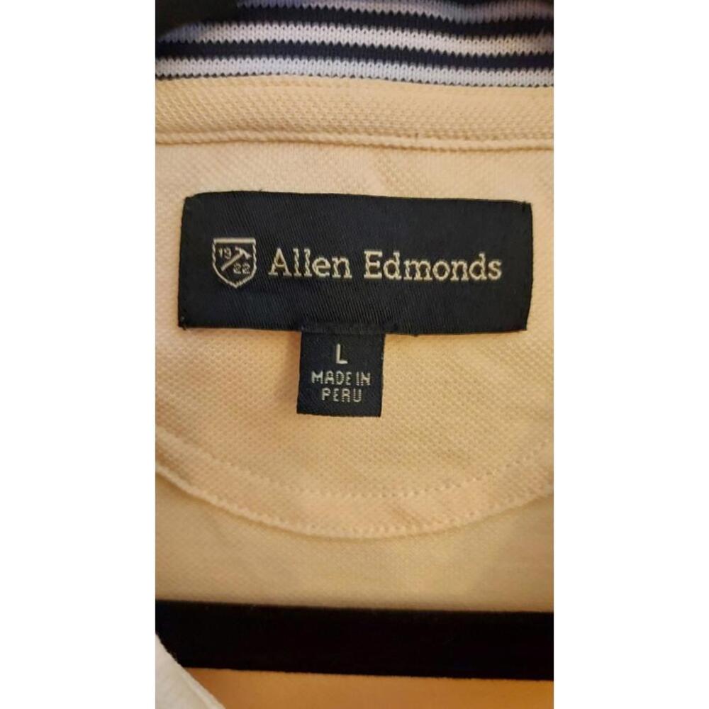 Allen Edmonds Mens LOT OF 2 green yellow 100% Pima Cotton Shirt Polo large golf - Picture 8 of 9